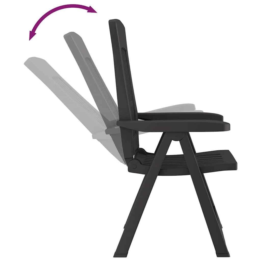 vidaXL Sillas reclinables de jardín 2 Unidades PP Gris Antracita, Silla de jardín, Silla de Exterior, Silla de balcón, Asiento de jardín