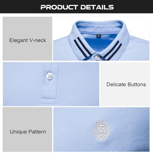 Men's Casual Polo T Shirts Button Down Short Sleeve Summer Athletic Soft Moisture Wicking Cotton Tops4