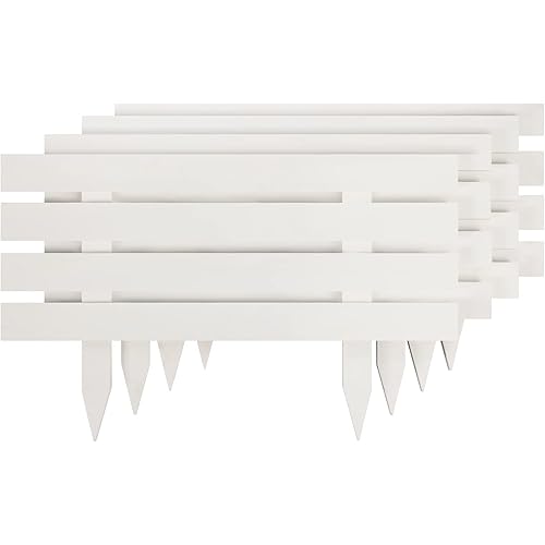 Worth Garden 4-Pack Wood Garden Fence Panels - 13“ H. White Decorative Wooden Patio Garden Yard Landscape Edging Border - 10.5 Feet in Total Length Outdoor Decor