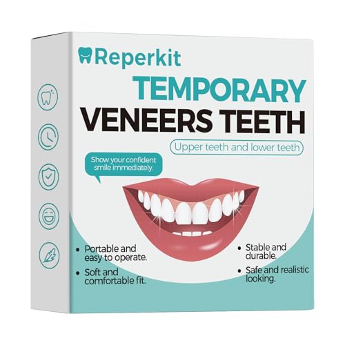 Temporary Snap on Veneers, Natural Looking False Teeth Dentures for Men and Women, Comfortable Fit for Upper and Lower (White)