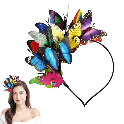 Diadema Mariposa Mujer, Exquisito Accesorios Cabello de Mariposa, Tridimensional Diadema de Mariposa Niñas para Carnaval Primavera Accesorios de Peinado (Colorido, 20 x 22cm)