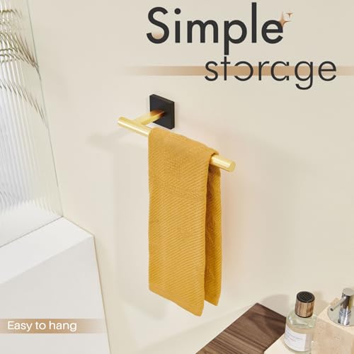 KOKOSIRI Bathroom Towel Bar Hand Towel Holders Wall Mount Toilet Kitchen Cabinet Paper Holder Stainless Steel Bath Hardware Black with Gold, B3008GDK by KOKOSIRI - Image 8