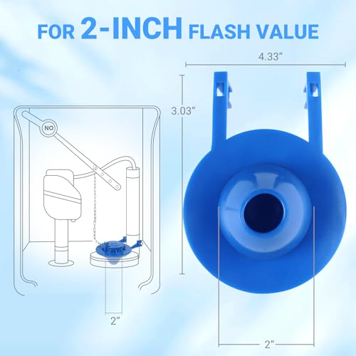 Universal Toilet Flapper Replacement 2 Inch - Compatible with Most American Standard Kohler Fluidmaster Toto Gerber Toilets Tank Water Saving Rubber Flush Valve Flapper with Stainless Chain Blue 1Pack by WINONLY - Image 2