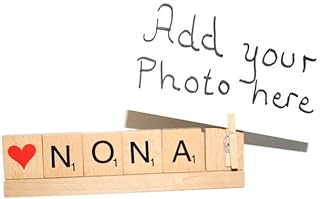Handmade Love Nona Frame, Gift Photo Picture Personalize Christmas Birthday Aunt Sign Decor Tia Brag Desk Name Plate Sister Custom Baby Annoucement Reveal Grammy Grandma Nonna