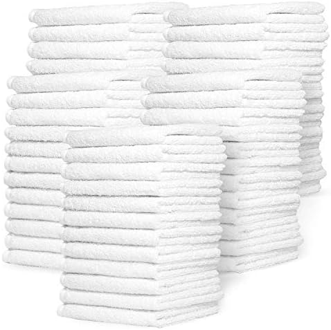 Zeppoli Wash Cloth Towels by Royal, 60-Pack, 100% Natural Cotton, 12 x 12, Soft and Absorbent, Machine Washable, White (60-Pack)
