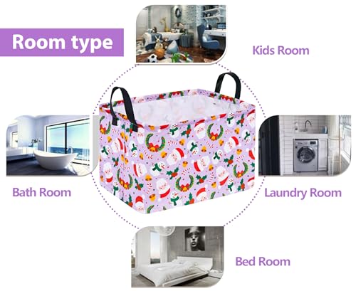 Image of Rectangular Christmas Basket Storage Bin Collapsible Nursery Hamper Book Shelf Basket Xmas Party Box
