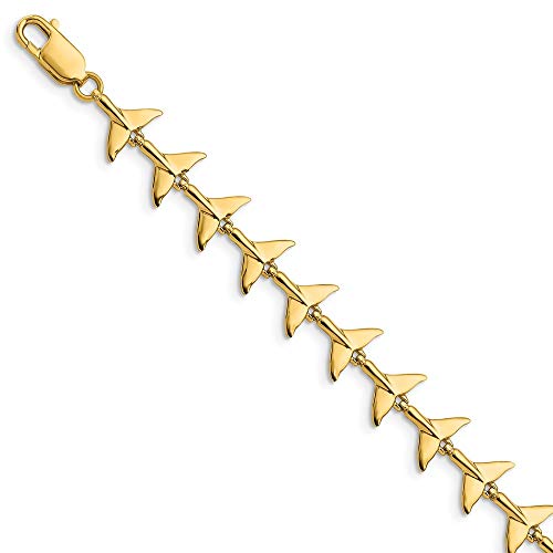 Solid 14k Yellow Gold Whale Tail Bracelet - with Secure Lobster Lock Clasp 7