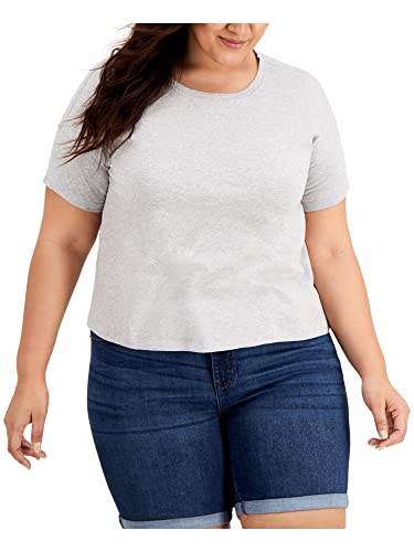 Style & Company Womens Gray Heather Short Sleeve Crew Neck