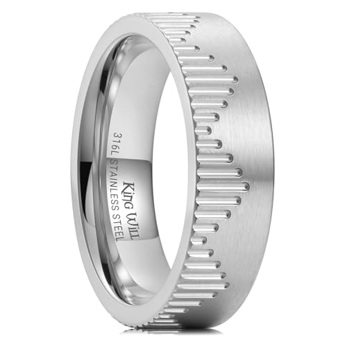 Alliance acier inoxydable King Will bague de fiançailles 6mm coupe plate confortable mixte