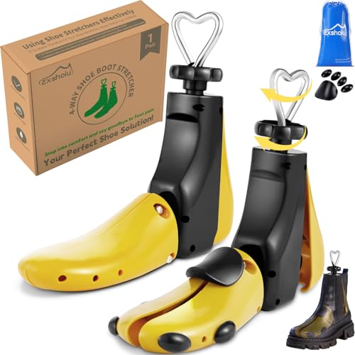 Exshoiu Shoe Stretcher Men Women, Boot Stretcher Stretch Width & Length, Shoe Tree Adjustable Leather Boot Widener Stretcher for Wide Feets