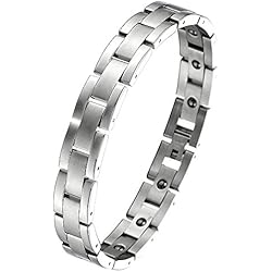 Pulsera Acero Inoxidable Padre Nuestro COOLSTEELANDBEYOND Eterno Terapia Pulsera de Hombre, Brazalete Magnetico, Acero Inoxidable, Link, Brazalete, con Imanes