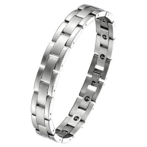 COOLSTEELANDBEYOND Intemporel Homme Bracelet en Acier Inoxydable - Outil de Suppression de Lien Inclus