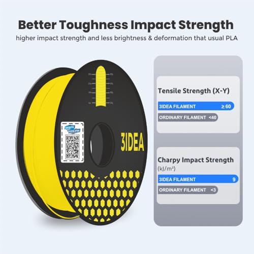 Image of 3Idea Premium PLA+ Yellow 3D Printer Filament 1.75mm Dimensional Accuracy + /- 0.03mm Net Weight- 1 KG