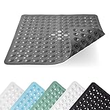 TONIAMO® Duschmatte grau | Premium Antirutschmatte Dusche | 53x53 cm grau | Komfort-Duschmatte | Badematte rutschfest schimmelresistent & maschinenwaschbar | Duscheinlage rutschfest