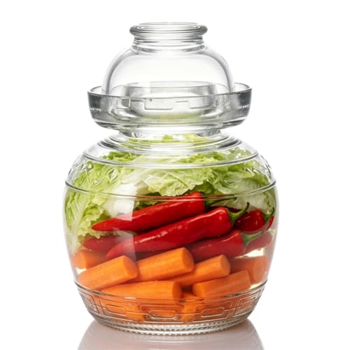 Haeljard 1.5L Glass Jar with Lid Fermentation Jar, Traditional Fermenting Kit Crock with Water Seal Airlock Lid, Pickle Jar for Pickles Kimchi, Sauerkraut, Wine Brewing Kombucha