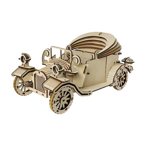 Voiture de Puzzle 3D : artisanat vintage en bois noble