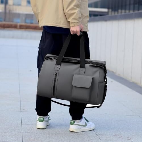 Image of CAVALO - Be Unique Men's Waterproof Oxford Duffle Bag | Large Capacity Travel, Gym & Business Hand Luggage with Wet /Dry Compartments, Laptop Sleeve & Shoulder Strap (Grey)