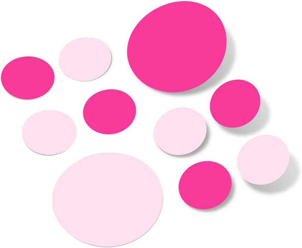 Baby Pink/Hot Pink Vinyl Wall Stickers - 2 & 4 inch Circles (60 Decals)