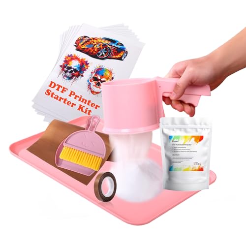 SUNIKA T-Shirt Printer Starter Kit DTF Printer Starter Bundle for Beginners 1000g/35.3oz Hot Melt Powder with Plastic Spreader 10Pcs Transfer Film Heat Resistant Tape and Teflon Sheet Easy to Use
