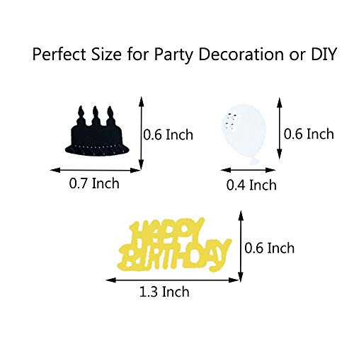 Confetti Birthday Metallic Happy Birthdday Confetti Foil Table Sequins Sprinkling Scatter Birthday Party Decoration Supplies (1.6Oz Gold Black Silver) #TOP1