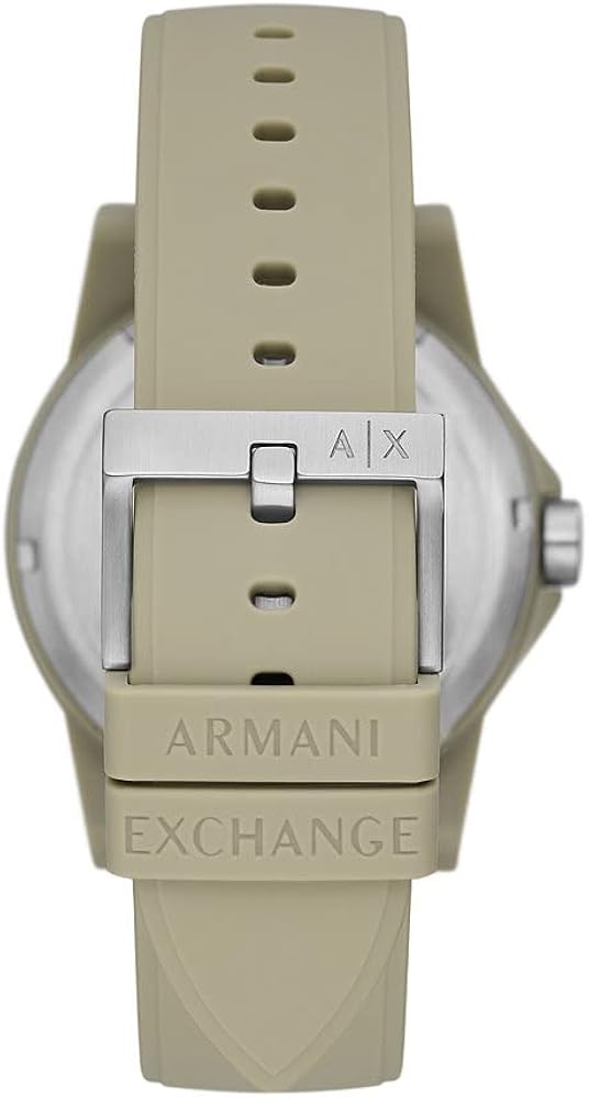 Armani Exchange Orologio a tre lancette in nylon da uomo con cassa da 44 mm e cinturino in silicone Armani Exchange Orologio a tre lancette in nylon da uomo con cassa da 44 mm e cinturino in silicone