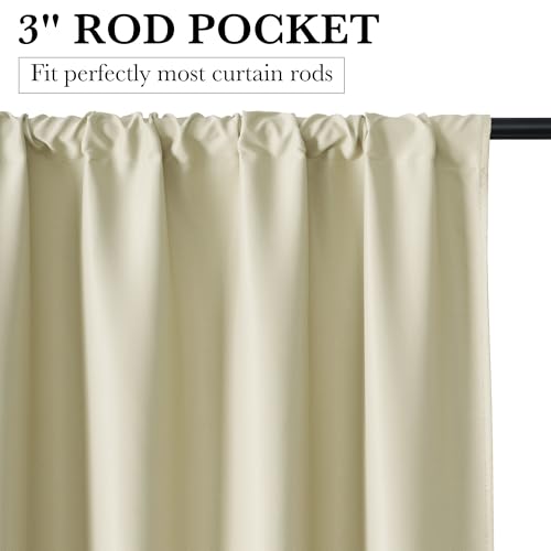 Image of RYB HOME 100% Blackout Short Curtains for Small Window, Thermal Insulated Total Room Darkening Noise Reducing Curtains for Kitchen Bathroom Basement, 42 inches Wide by 36 inches Long, Biscotti Beige