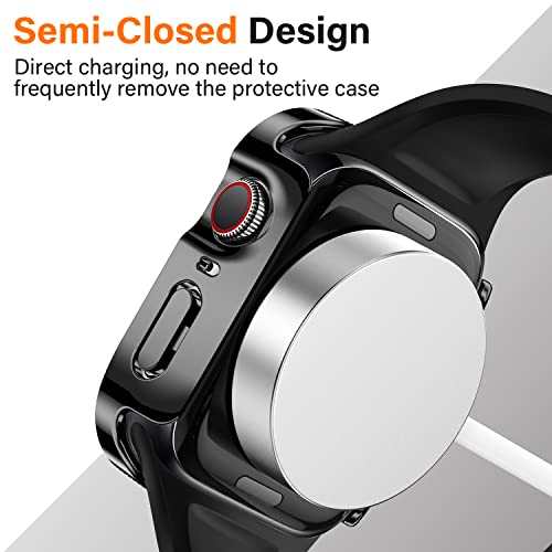 Amizee 2 Pack Case Compatible With Apple Watch Series 8 Series 7 45Mm Case With Built-In Screen Protector, Ultra-Thin Hard Pc Straight Edge Anti-Scratch Protective Cover For Iwatch (Black) #TOP3