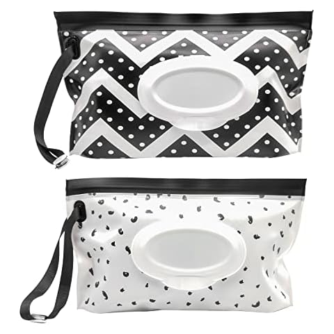 Baby Wet Wipes Pouches, 2 Pcs Baby Wet Wipes Dispensers, Travel Wet Wipes Bags Cases Reusable Refillable, Portable Wipe Carrying Pouches Case for Baby Y3SJB-2B (3) Cover