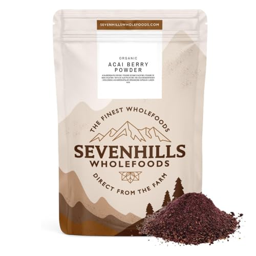 Sevenhills Wholefoods Acai Beeren Pulver Bio 200g, Rohkost, Gefriergetrocknet, Aus Brasilien, Pur & Natürlich, für Smoothie, Shake, Backen