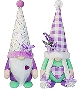 KnomeKo Spring Gnomes Lavender Decor, Lavender Gnome with Purple Ribbon Bows Gnomes Decorations f...