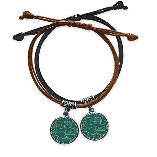 Bracelet double en cuir noir à motif de calcul géométrique signé DIYthinker