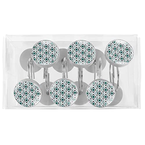Crochets de rideau de douche vert géométrique en acier inoxydable x12 - 6