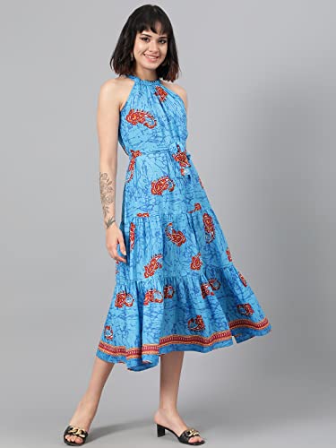 Image of KOTTY Polyester Fit and Flare Midi Women Dress