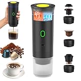 Umisu 3 en 1 Cafetera Espresso Portátil, Máquina de Café Portátil Eléctrica Café Expreso Recargable para Cápsulas Pequeñas o Grandes y Molido para Oficina Viaje Camping (Negro)
