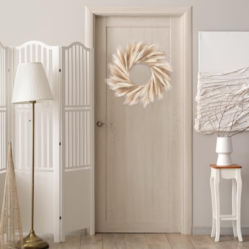 Sggvecsy Pampas Grass Wreath 26’’ Faux Pampas Wreath For All Seasons Artificial Pampas Wreath Christmas Decor Boho Wall Decor For Front Door Farmhouse Fall Autumn Xmas Spring Wreath Decoration thumb #6