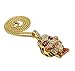 BLINGFACTORY Hip Hop Iced Gold Plated Saw Inspired Pendant & 3mm 24