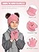 Senker Fashion Winter Beanie Kids Hat and Gloves Set for Girls Boys Toddler Pompom Knit Fleece Lined for Cold Weather