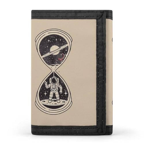 Hourglass Astronaut Planet Trifold Wallet with ID Window ID Card Holder Wallets Travel Wallet Coin Zipper Pocket4