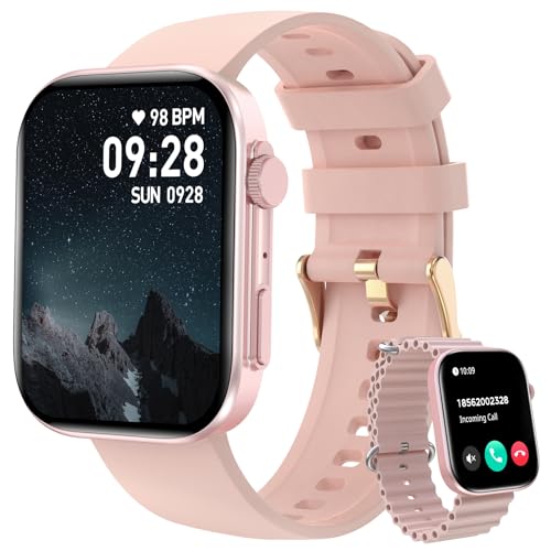BRIBEJAT Smartwatch Damen mit Telefonfunktion, 2,01 Zoll Touchscreen, 110+ Sportmodi, Fitnessuhr mit Herzfrequenz/SpO2/Schlafmonitor/Menstruationszyklus, IP68 Wasserdicht Uhr für Android iOS,Rosa