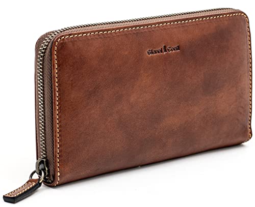 Gianni Conti Continental 918106 Grand sac à main zippé en cuir véritable, marron clair, Classique
