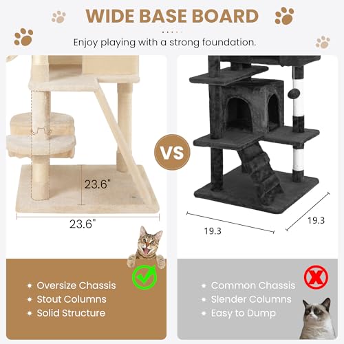 image for SHA CERLIN 65in Larger Cat Tree Tower Condo for Indoor Kitties/Multi-L