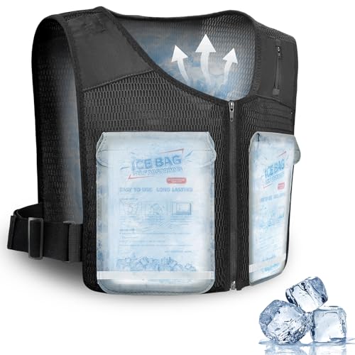 FERNIDA Cooling Ice Vest, Adjustable Unisex Reflective Cold Vest with Ice Packs for Fishing, Cycling, Running, Gardening, Construction Work, Instant Cool, Long Cooling Time