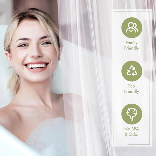 Image of AmazerBath Camper Shower Curtain Liner 60x64, Clear Shower Curtain Liner, Waterproof Plastic Shower Liner, Cute Lightweight PEVA Shower Curtain with 3 Magnets and 10 Rustproof Metal Grommets