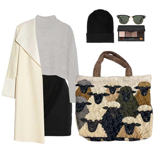 Bolso tote acolchado con patchwork bohemio y compartimentos Sheep Heaven 4