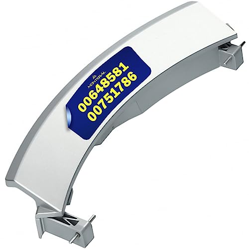 Maniglia per oblò lavatrice con codice originale 00648581, 648581, 00751786, 751786 adatta per Bosch, per Siemens.Dimensioni: lunghezza 215 mm, lunghezza tra i raccordi interni 187 mm, larghezza 44 mm, altezza 44 mm.