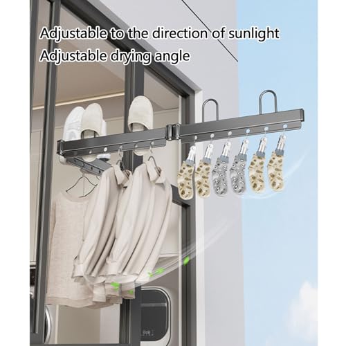 Étendoir à linge mural rétractable cintre pliable gain de place - 6