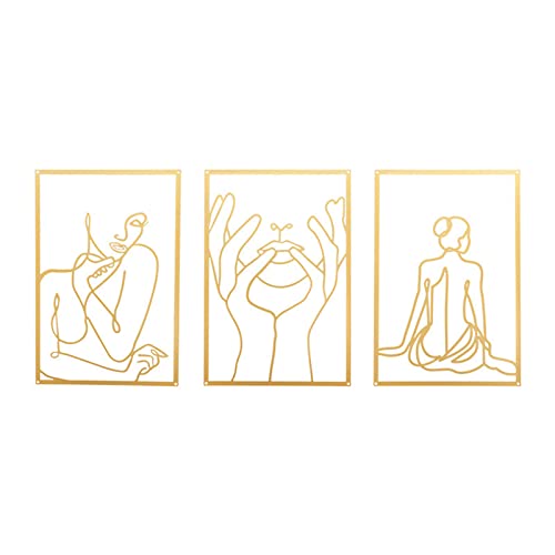 Hniuyun Metal Wall Art Decor, 3 Pcs Modern Minimalist Wall Decor Abstract Line Art Wall Decor Line Drawing Metal Wall Art Bedroom Decor Wall Sculptures for Home Hanging (Gold) Hniuyun Metal Wall Art Decor, 3 Pcs Modern Minimalist Wall Decor Abstract Line Art Wall Decor Line Drawing Metal Wall Art Bedroom Decor Wall Sculptures for Home Hanging (Gold)