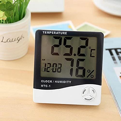 Higrómetro digital Wellhise HTC-1 con termómetro y reloj miniatura 7
