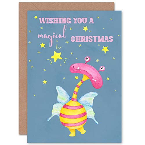 Wee Wild Monsters Ophelia Magical Christmas Sealed Greeting Card Plus Envelope Blank inside