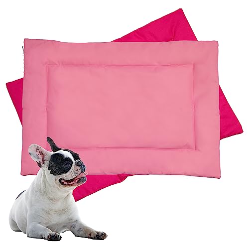 Downtown Pet Supply Dog Crate Pad, 24" x 18" - Waterproof, Ripstop Nylon Dog Crate Mat Chew Proof and Machine Washable - Dark and Light Pink - S